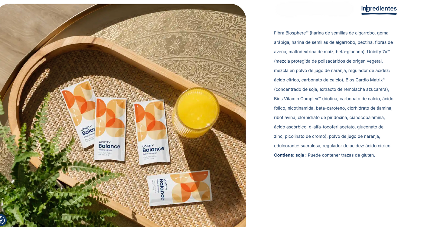 Balance Unicity - Suplemento Nutricional para Equilibrio Metabólico (60 Sobres)