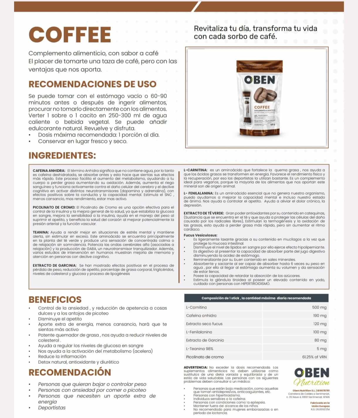 OBEN Revitaliza tu día, transforma tu vida con cada sorbo de café