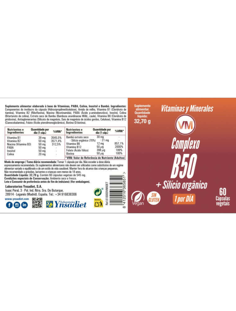 COMPLEJO B50+SILICIO ORGA. 60 C. VIT.MIN