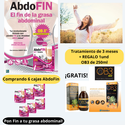 AbdoFin Pon Fin a tu grasa abdominal! Tratamiento de 3 meses+ REGALO 1OB3 de 250ml