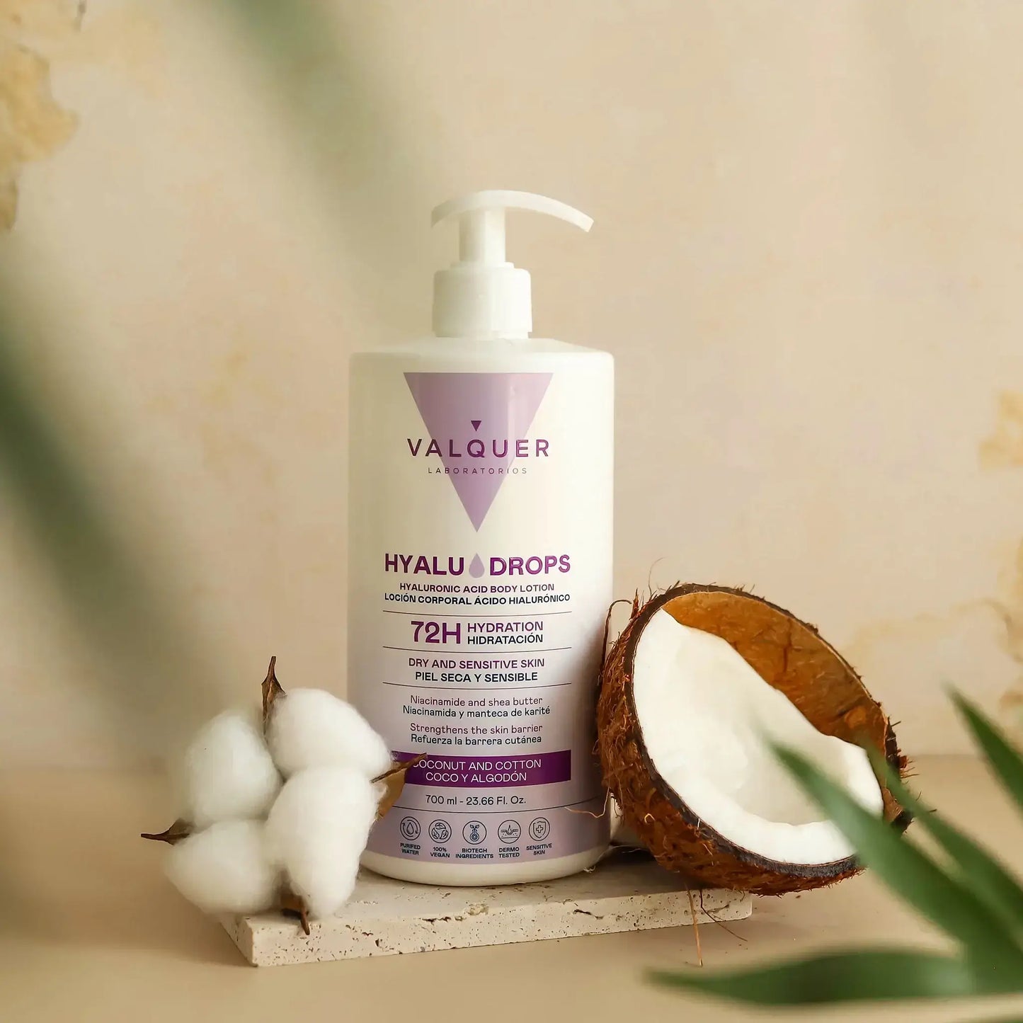 Hyaludrops Loción Corporal Coco y Algodón – Hidratación 72H - 700 ml