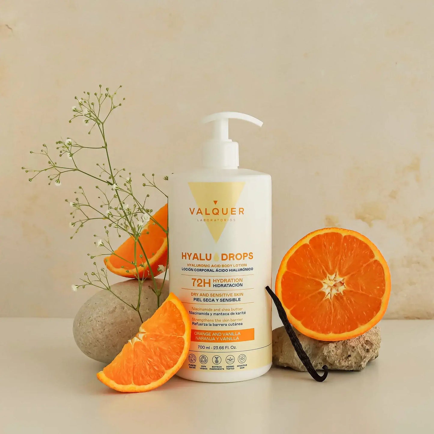 Hyaludrops Loción Corporal Naranja y Vainilla – Hidratación 72H - 700 ml