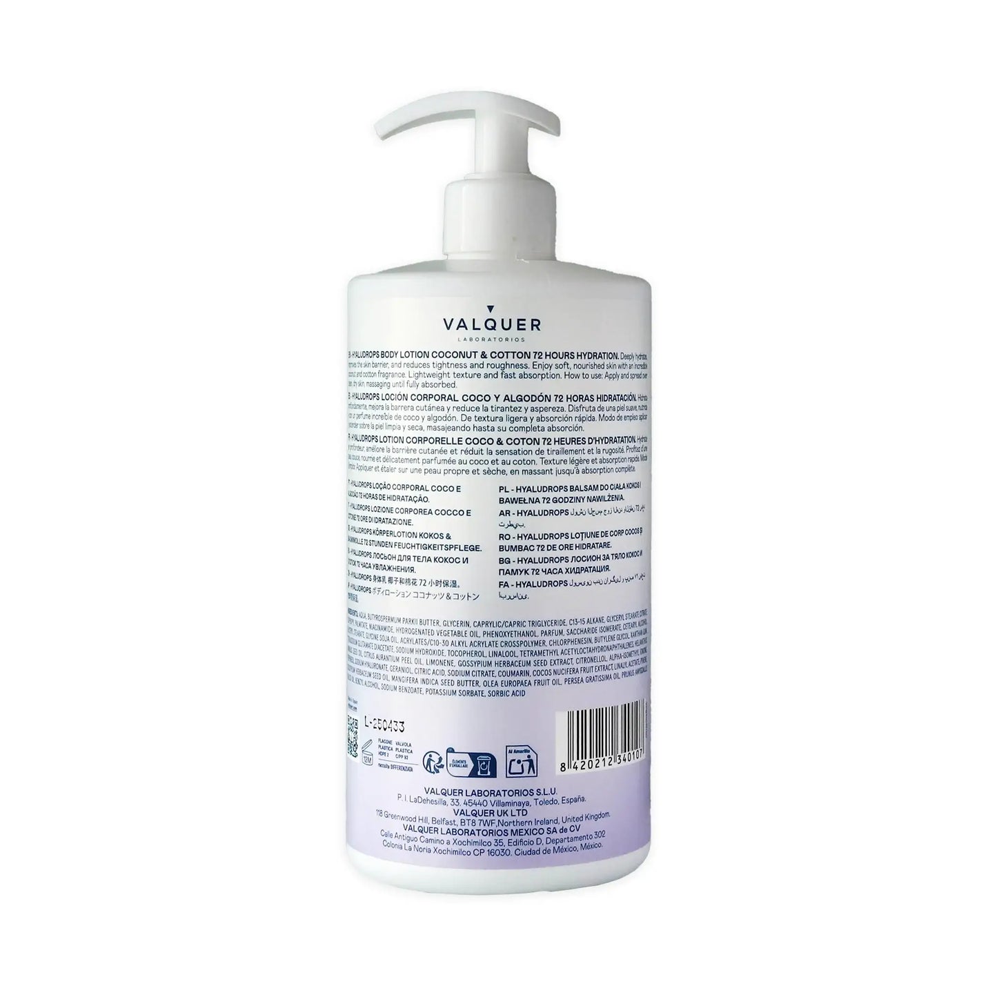 Hyaludrops Loción Corporal Coco y Algodón – Hidratación 72H - 700 ml