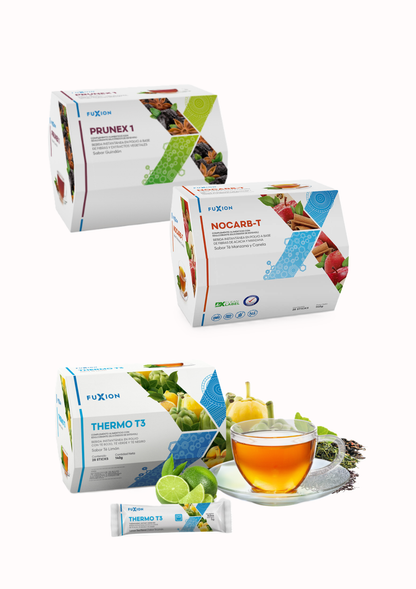 Pack de 28 dias Fuxion con Prunex1, Nocarb-T y Thermo T3 para control de peso - Bellas y Guapas
